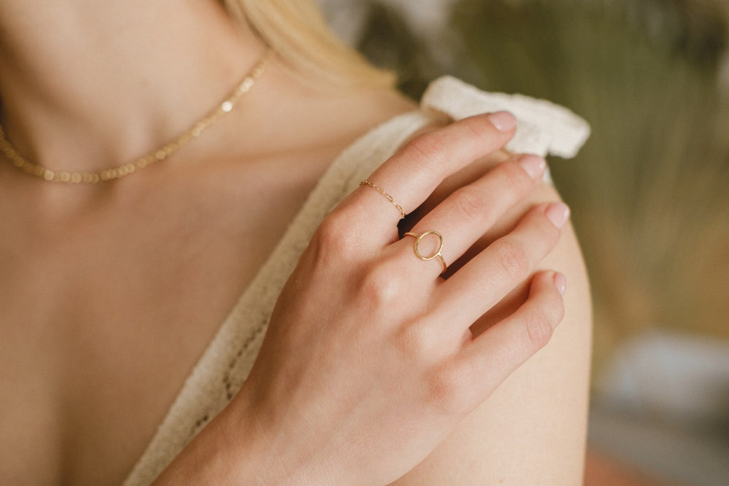 14k gold filled chained ring