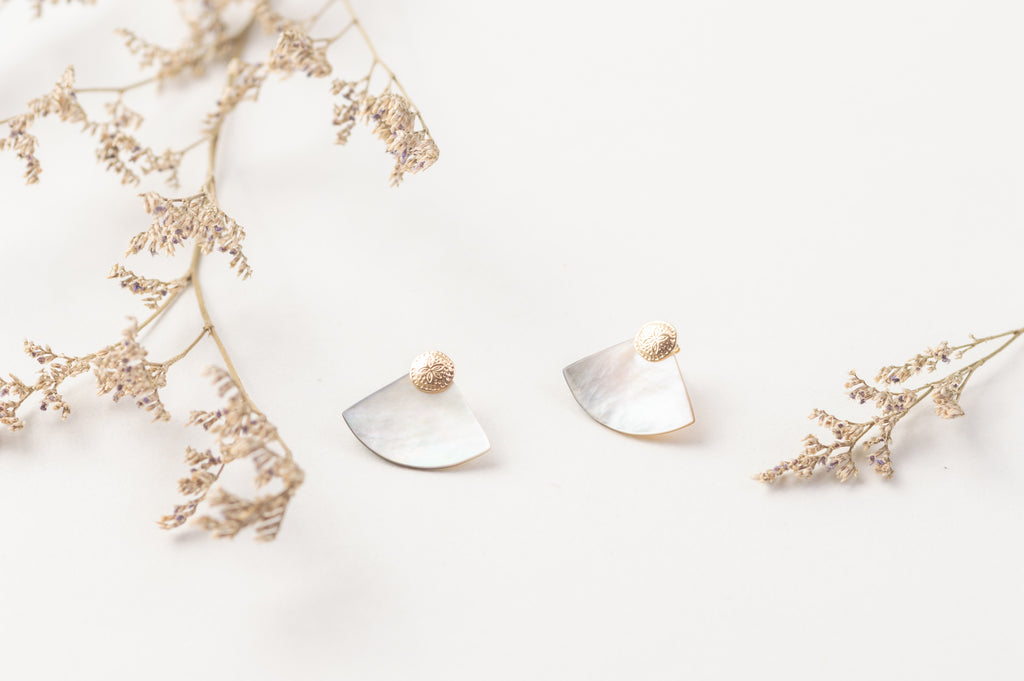 grey nacre gemstone earrings 